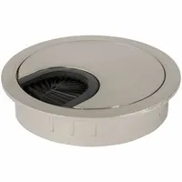 Kabeldurchführung rund 2-teilig mit niedrigem Profil und Bürstenabdichtung Metall Edelstahl-Optik