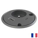 Powerdot Stecker-Erde BE/FR (UTE) mit USB-A und USB-C, schwarz
