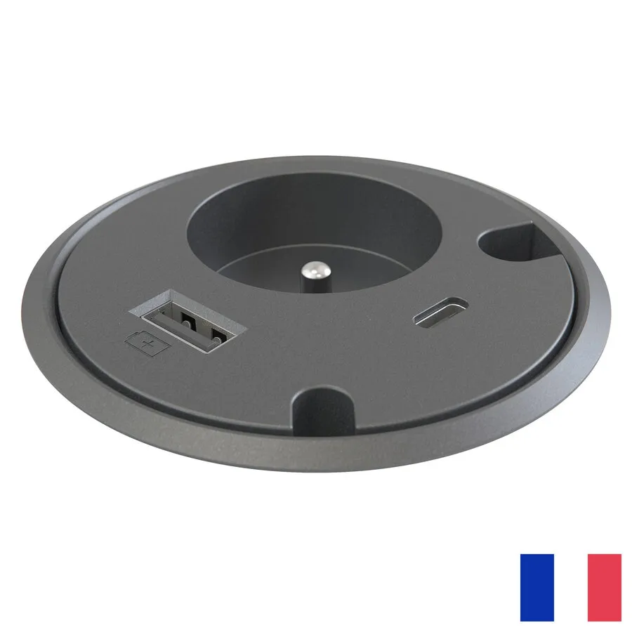 Powerdot Stecker-Erde BE/FR (UTE) mit USB-A und USB-C, schwarz