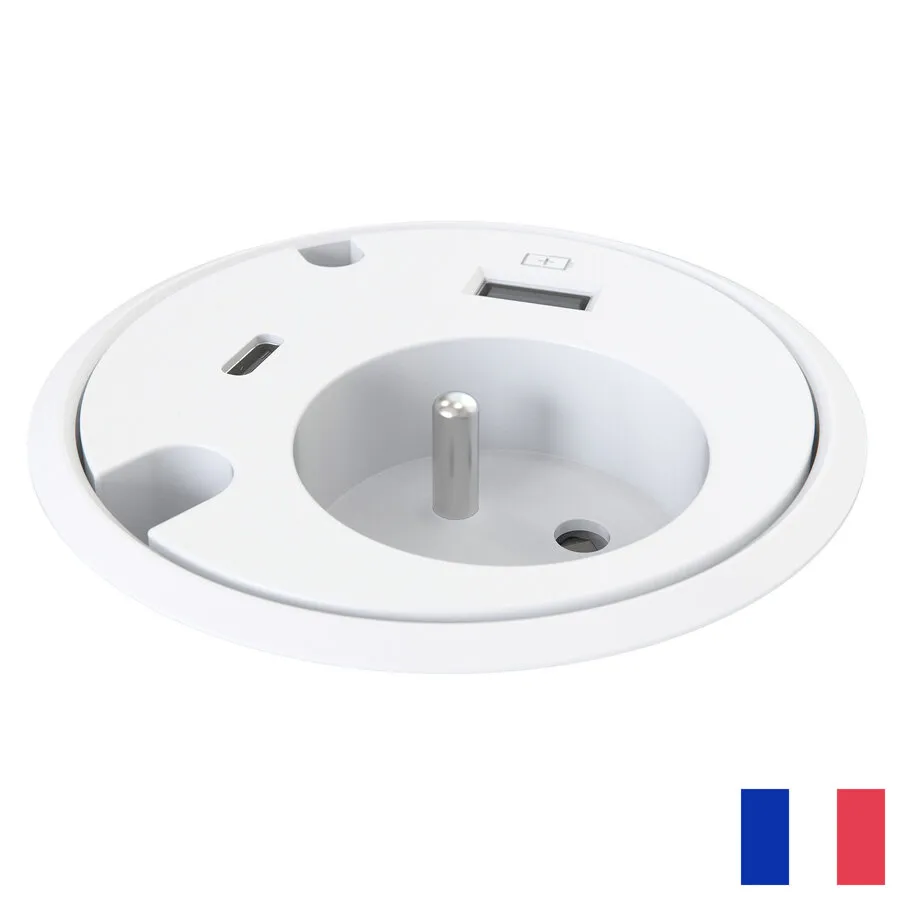 Powerdot Schutzkontakt BE/FR (UTE) mit USB-A und USB-C weiß