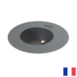 Powerdot Midi-Erdungsstecker BE/FR (UTE) mit USB-A, Ø 60 mm, schwarz