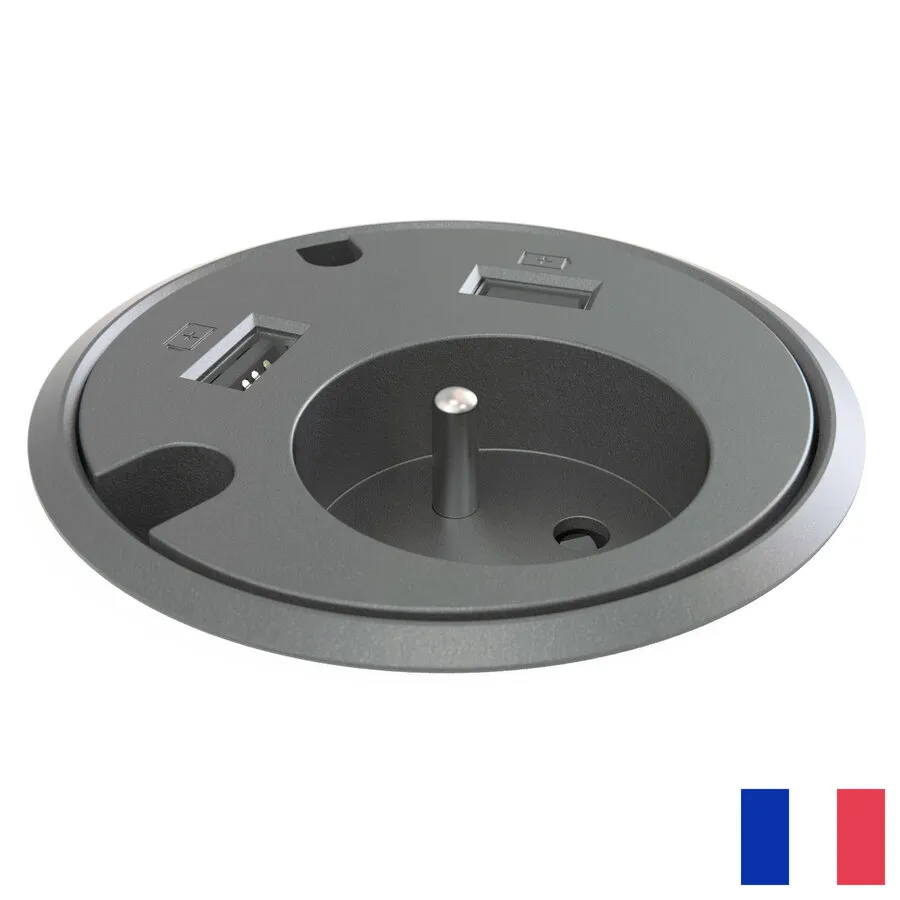 Powerdot Schutzkontakt BE/FR (UTE) mit 2x USB-A schwarz