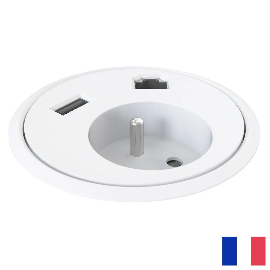 Powerdot Schutzkontakt BE/FR (UTE) mit Daten und USB-A weiß