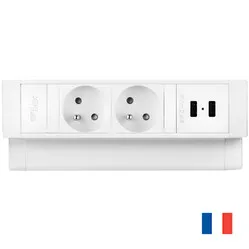 Ergopro Desk Up 2.0 - 2x Schutzkontakt-Steckdose & 2x USB-Ladegerät weiß