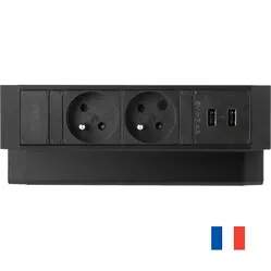 Ergopro Desk Up 2.0 - 2x Schutzkontakt-Steckdose & 2x USB-Ladegerät schwarz