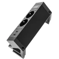 Ergopro Desk Up 2.0 - 2x Schutzkontakt-Steckdose & 2x USB-Ladegerät schwarz