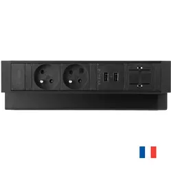 Ergopro Desk Up 2.0 - 2x Schutzkontakt-Steckdose, 2x USB-Ladegerät & 2x Keystone schwarz