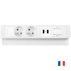 Ergopro Desk Up 2.0 - 2x Schutzkontakt-Steckdose, 2x USB-Ladegerät & 2x Keystone weiß