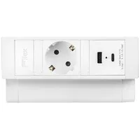 Ergopro Desk Up 2.0 – 1x 230 V + USB-A- und USB-C-Ladegerät, weiß