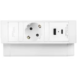 Ergopro Desk Up 2.0 – 1x 230 V + USB-A- und USB-C-Ladegerät, weiß