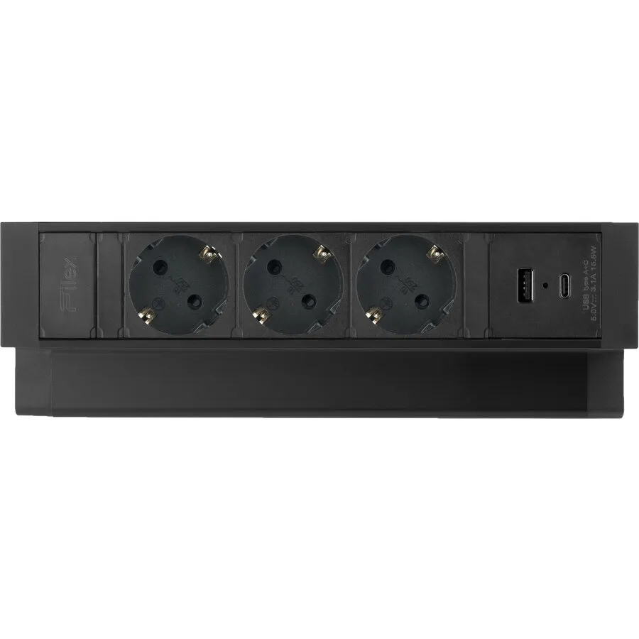Ergopro Desk Up 2.0 - 3x 230V + USB-A & USB-C Ladegerät schwarz
