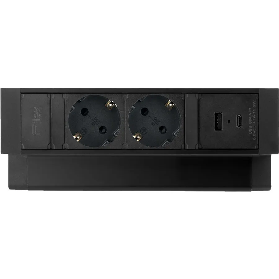 Ergopro Desk Up 2.0 - 2x 230V + USB-A & USB-C Ladegerät schwarz
