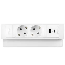 Ergopro Desk Up 2.0 - 2x 230V + USB-A & USB-C Ladegerät weiß