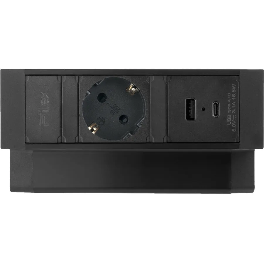 Ergopro Desk Up 2.0 - 1x 230V + USB-A & USB-C Ladegerät schwarz