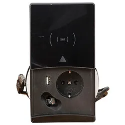 Ergopro QI-Ladesteckdose mit 1x 230V + USB-A Ladegerät & CAT 6 Anschluss