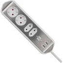 Brennenstuhl Estilo Eck-Steckdosenleiste mit USB-Ladeanschlüssen – Edelstahl/Weiß