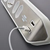 Brennenstuhl Estilo Eck-Steckdosenleiste mit USB-Ladeanschlüssen – Edelstahl/Weiß