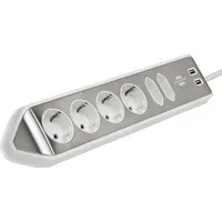 Brennenstuhl Estilo Eck-Steckdosenleiste mit USB-Ladeanschlüssen – Edelstahl/Weiß