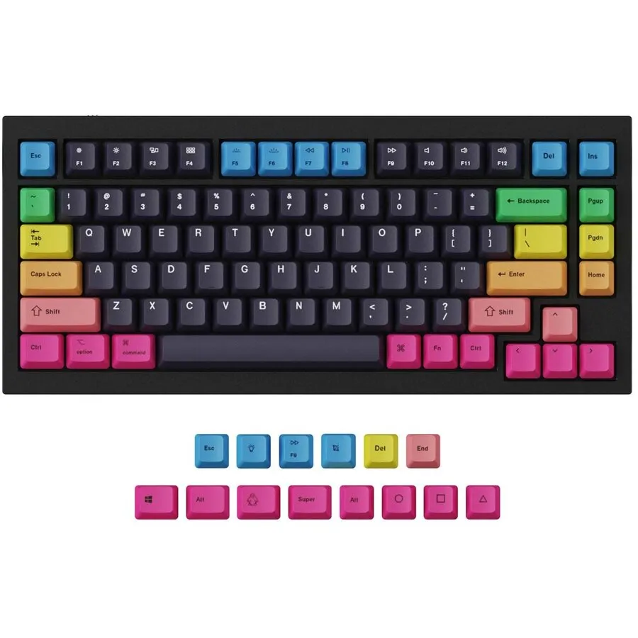 Keychron OEM-Profil-Tastenkappen aus PBT mit Farbsublimationsdruck für Q1, Q2 und K2 – Rainbow