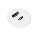 Powerdot Micro mit 1x USB-A und 1x USB-C, Ø 30 mm, weiß