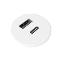 Powerdot Micro mit 1x USB-A und 1x USB-C, Ø 30 mm, weiß