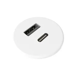 Powerdot Micro mit 1x USB-A und 1x USB-C, Ø 30 mm, weiß