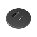 Powerdot Micro mit 1x USB-A und 1x USB-C Ø30 mm schwarz