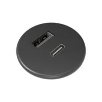 Powerdot Micro mit 1x USB-A und 1x USB-C Ø30 mm schwarz