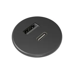 Powerdot Micro mit 1x USB-A und 1x USB-C Ø30 mm schwarz