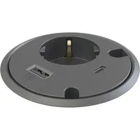 Powerdot Netzteil mit USB-Ladeanschluss und USB-C, Ø 79 mm, schwarz – GST18