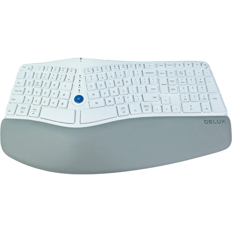 Delux Ergonomic Split Classic, weiß, kabellos