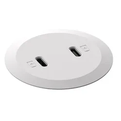 Powerdot Mini mit 2x USB-C-Ladegerät, Ø 51 mm, weiß