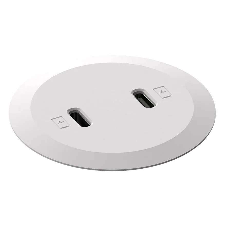 Powerdot Mini mit 2x USB-C-Ladegerät, Ø 51 mm, weiß