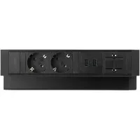 Ergopro Desk Up 2.0 - 2x Steckdose, 2x USB-Ladegerät & 2x Keystone schwarz
