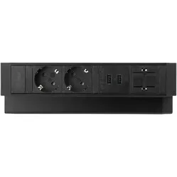 Ergopro Desk Up 2.0 - 2x Steckdose, 2x USB-Ladegerät & 2x Keystone schwarz