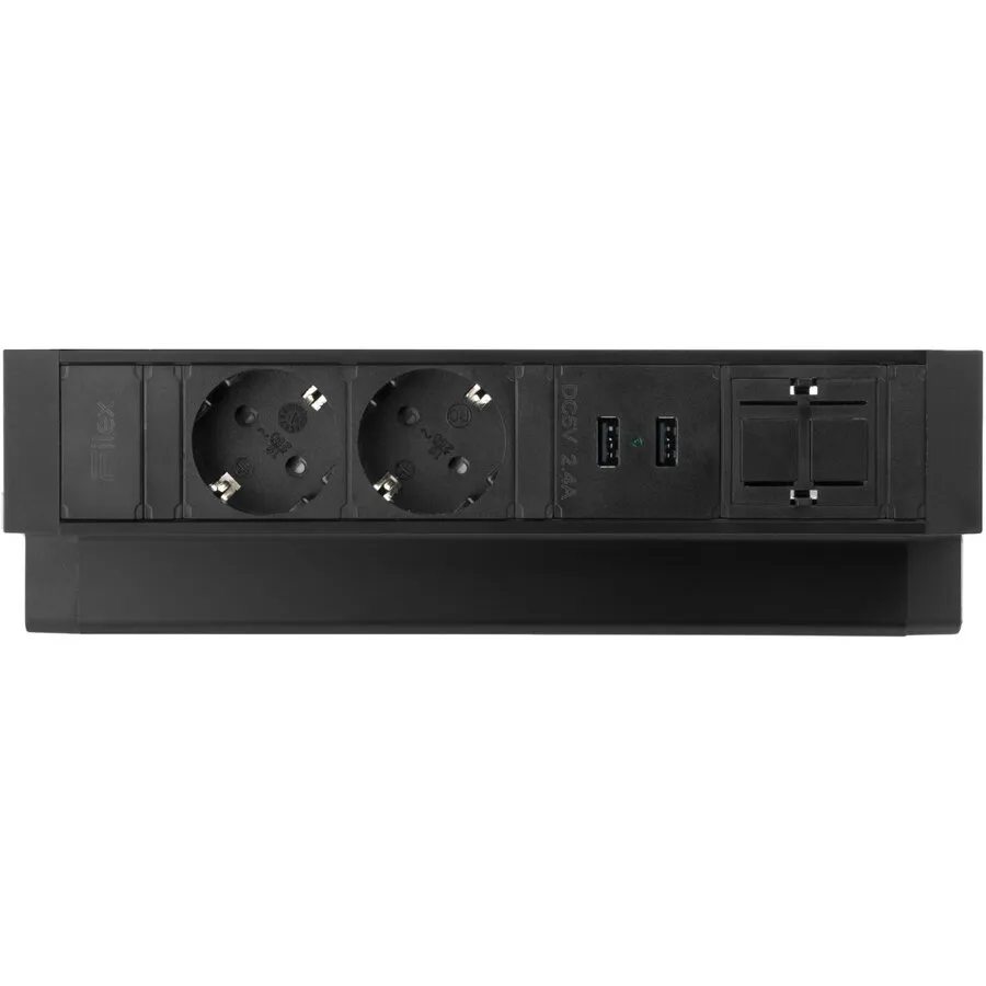 Ergopro Desk Up 2.0 - 2x Steckdose, 2x USB-Ladegerät & 2x Keystone schwarz