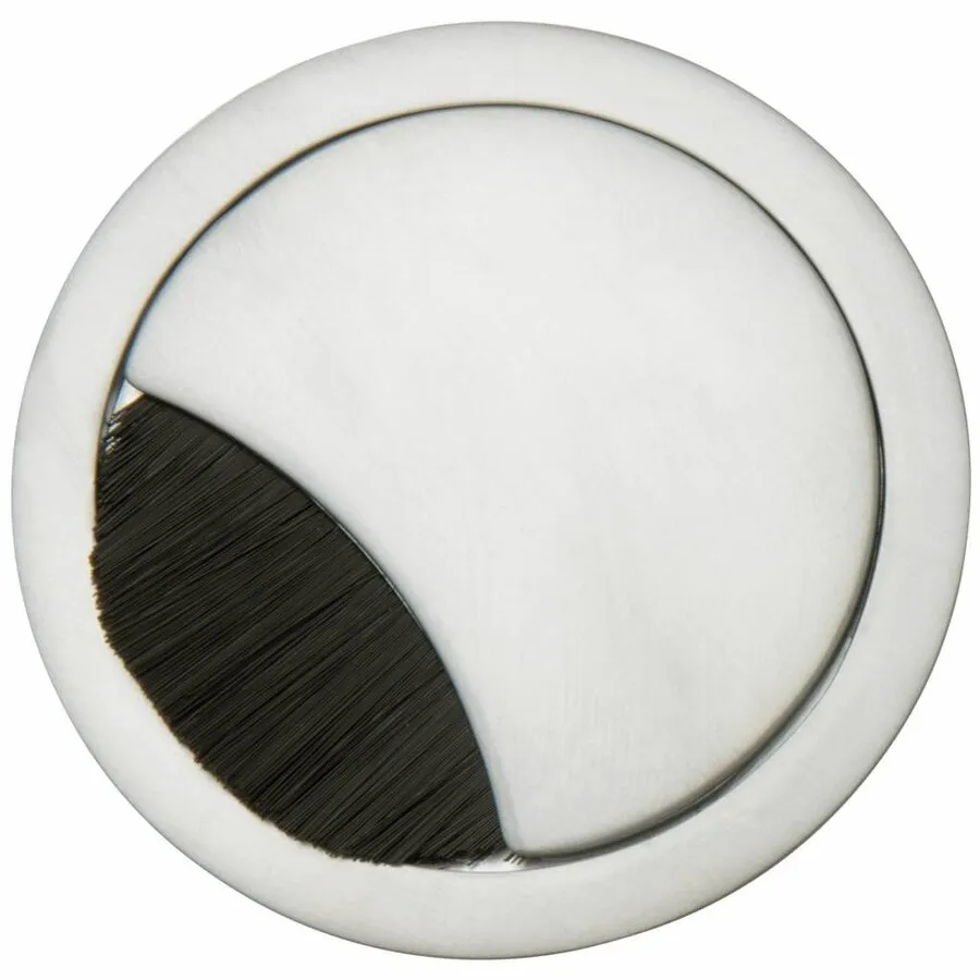 Kabeldurchführung rund 2-teilig mit breiter Bürstenabdichtung Metall matt Chrom
