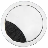 Kabeldurchführung rund 2-teilig mit breiter Bürstenabdichtung Metall Chrom