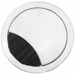 Kabeldurchführung rund 2-teilig mit breiter Bürstenabdichtung Metall Chrom