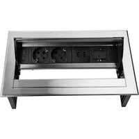 Ergopro Desk In - 2x Steckdose, 2x USB-Ladegerät & 2x Keystone Edelstahl