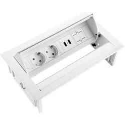 Ergopro Desk In - 2x Strom, 2x USB-Ladegerät & 2x Keystone weiß