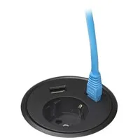 Powerdot Power mit Daten und USB-Ladegerät Ø79 mm schwarz