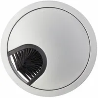 Kabeldurchführung rund 2-teilig mit niedrigem Profil und Bürstenverschluss Metall Aluminium-Optik