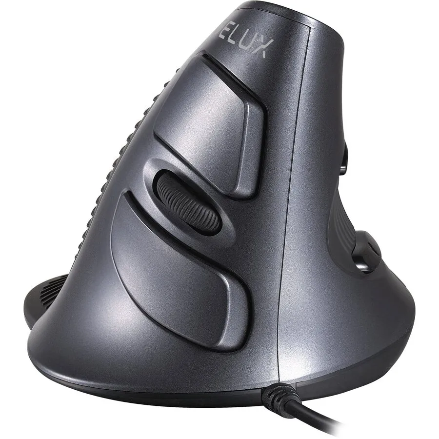 Delux Wow Grip Maus kabelgebundene rechtshändige ergonomische Maus - anthrazit