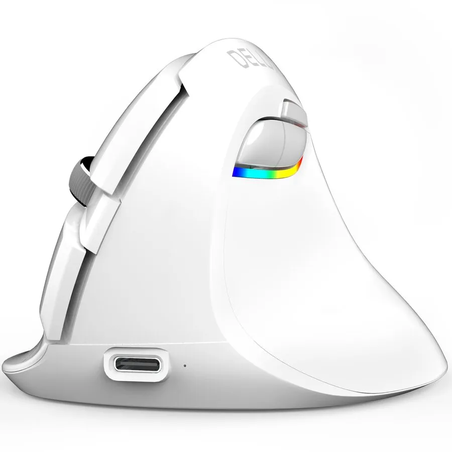 Delux Mini White – kabellose, ergonomische Maus für Rechtshänder