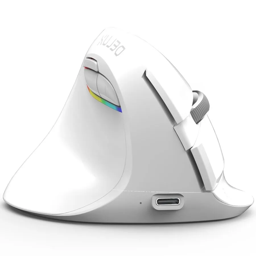 Delux Mini White – kabellose, ergonomische Maus für Linkshänder