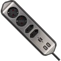 Brennenstuhl Estilo Ecksteckdosenleiste mit USB-Ladeanschlüssen - Edelstahl/Schwarz