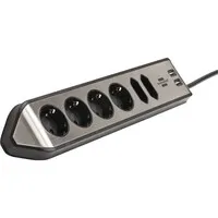 Brennenstuhl Estilo Ecksteckdosenleiste mit USB-Ladeanschlüssen - Edelstahl/Schwarz