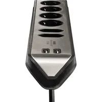 Brennenstuhl Estilo Ecksteckdosenleiste mit USB-Ladeanschlüssen - Edelstahl/Schwarz