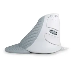 Delux Wow Grip Maus, kabelgebunden, für Rechtshänder – weiß